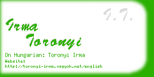 irma toronyi business card